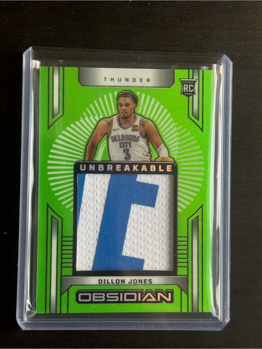 2024-25 Obsidian ~ DILLON JONES ~ UNBREAKABLE GREEN RC Patch #'d /25 THUNDER